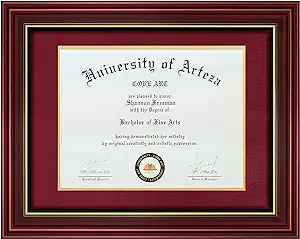 Core Art 11x14 Diploma Frame Display Certificates Mat Or Documents Without Mat