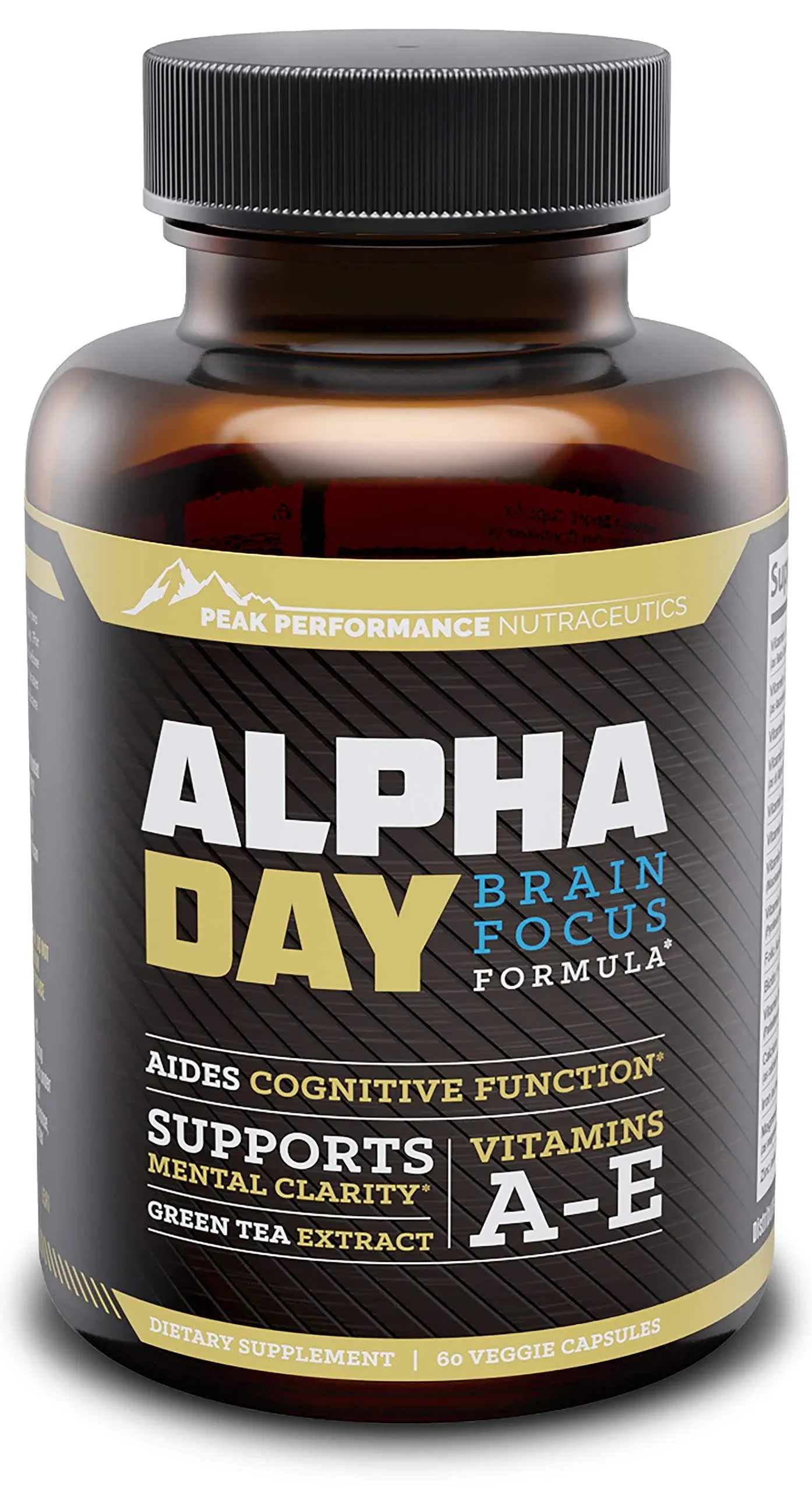 Peak Performance Alpha Day Nootropic Energy Supplement - 60 Capsules - Brain Booster & Immune Support - Improves Focus, Concentration, Cognitive