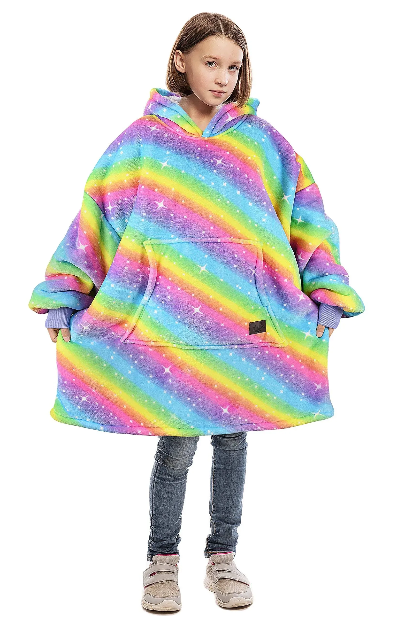 Catalonia Blanket Hoodie for Kids, Oversized Wearable Sherpa Sweatshirt Pullover ...