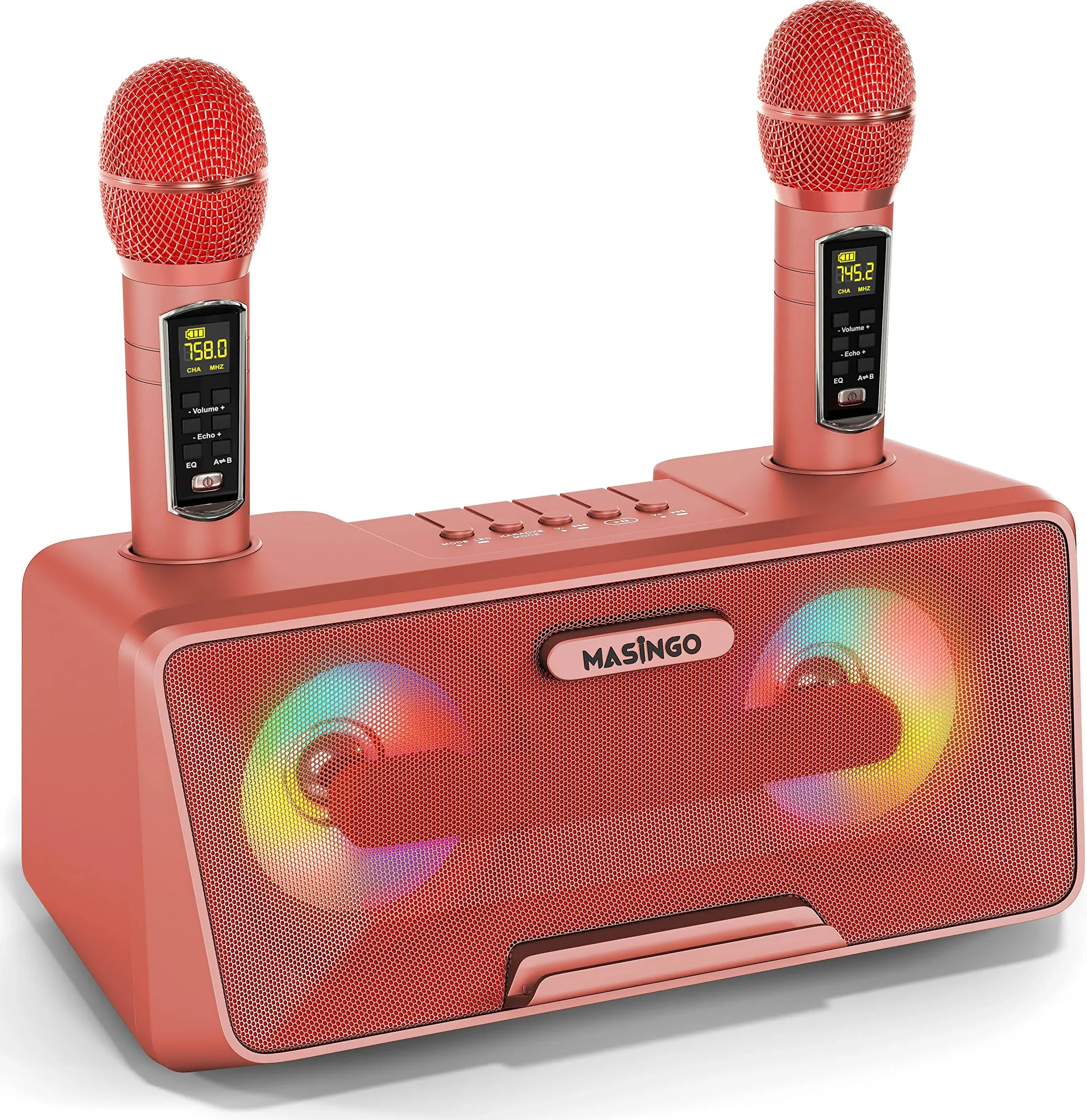 Portable Karaoke Machine for Kids with Bluetooth Speakers, 2 Wireless Microphones ...