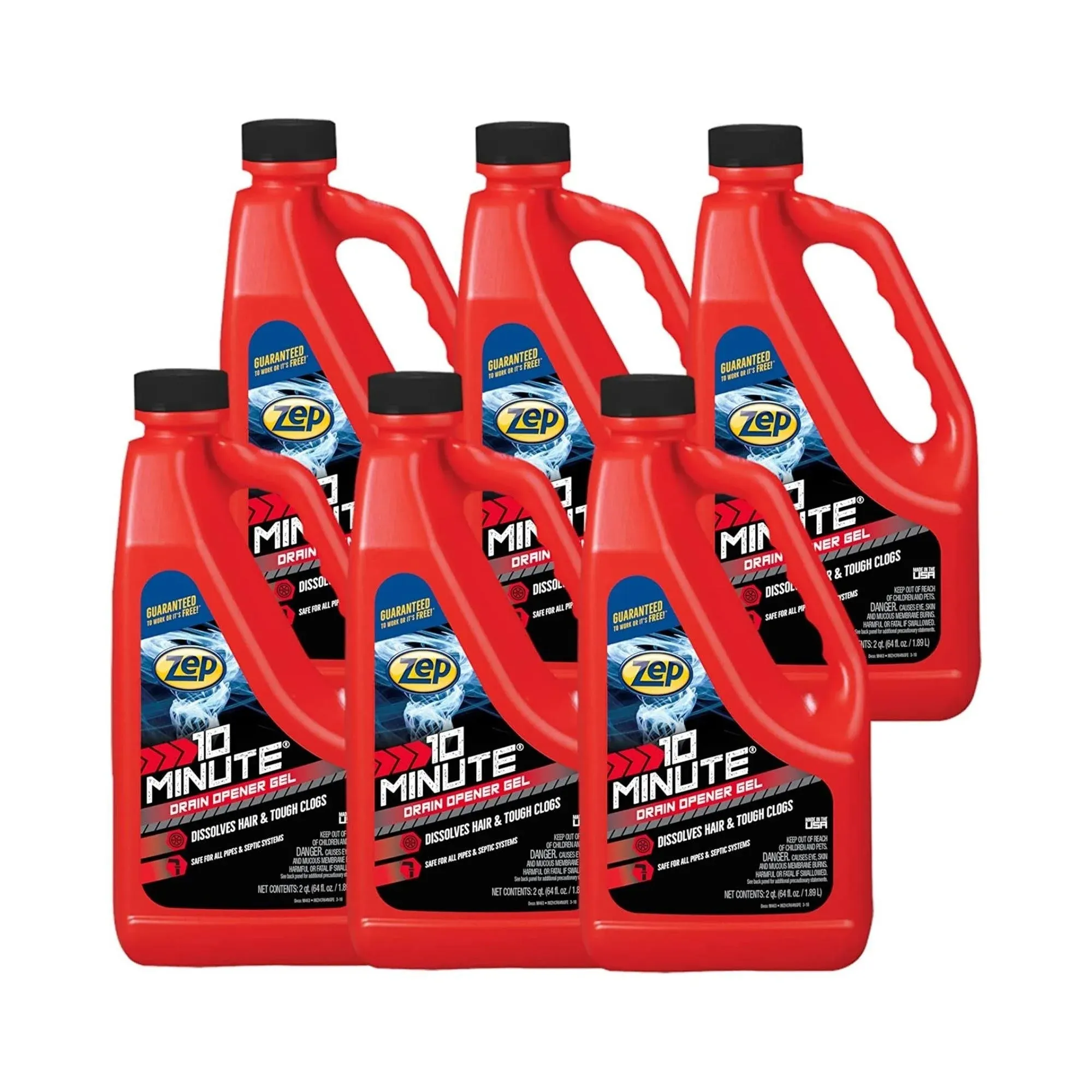 Zep 10 Minute Drain Opener Gel 64 Ounce (Case of 6) ZHCR64NG - Commercial Strength, Fast Acting and Safe For All Pipes