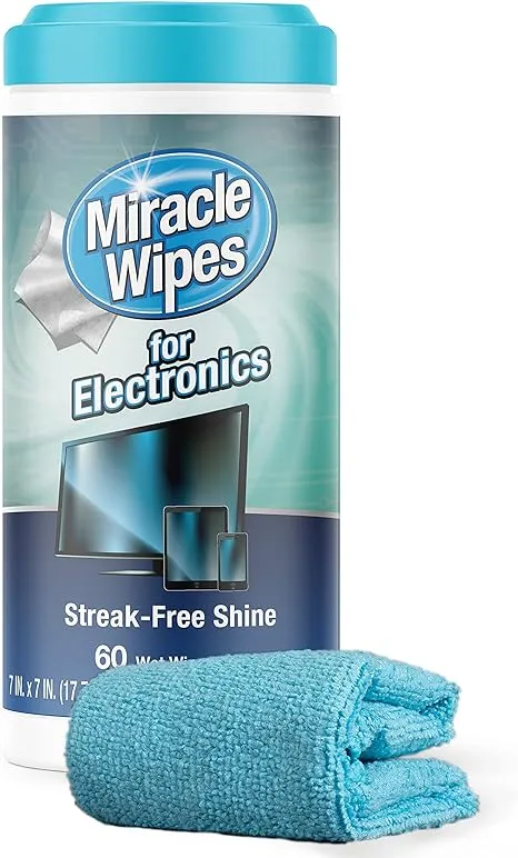 Miracle Brands MiracleWipes for Electronics Cleaning - Screen Wipes Designed for TV, Phones, Monitors and More - 20 Count