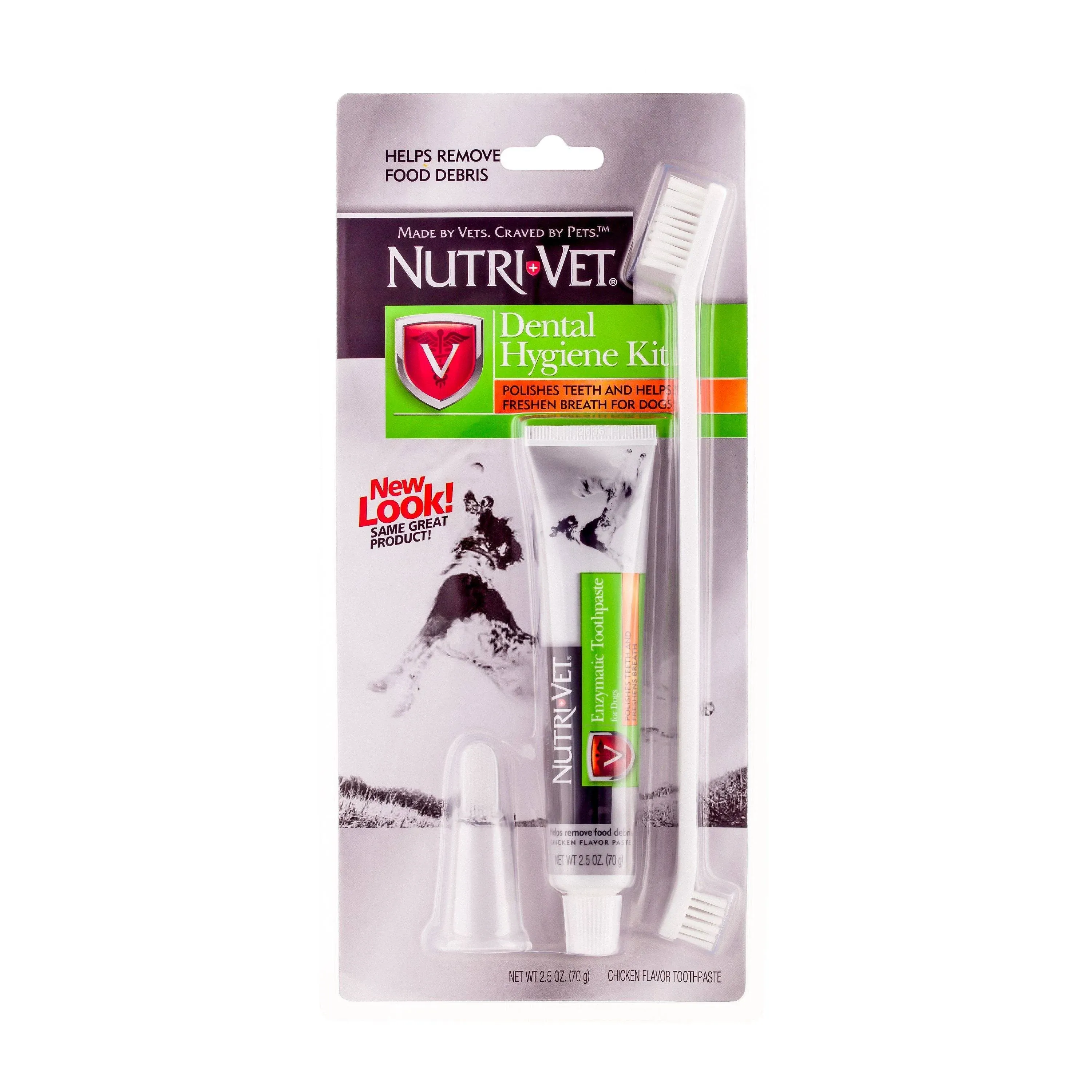 Nutri-Vet Dental Hygiene Kit for Dogs | Finger Toothbrush and Enzymatic Toothpaste | Chicken Flavor |2.5 ounces