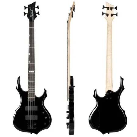 GLARRY Full Size Electric Bass Guitar Beginner Kit 4 String with AMP, Cable, Strap, Bag and Accessories (Black)