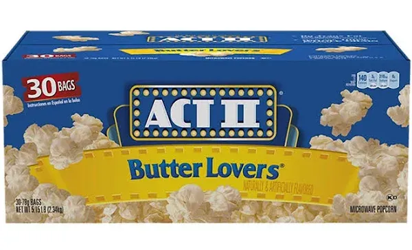 Act II Popcorn, Movie Theater Butter, 2.75 Ounce Bags, 6-Count, Pack of 6