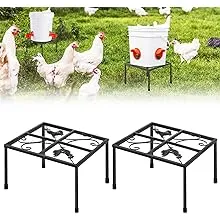 2 Pcs Metal Stand for Chicken Feeder Waterer, Iron Square Stand with 4 Legs, Rectangular Supports Rack for Buckets Barrels Equipped with Feeder