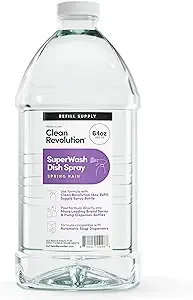 Clean Revolution Superwash Foaming Dish Soap, 64oz, Powerful Formula Cuts Through Grease, Compatible with Dawn Powerwash Sprayers and Foamers, Spring