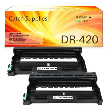 Catch Supplies 2-Pack Compatible Drum Unit Replacement for Brother DR420 DR 420 HL-2270DW HL-2280DW HL-2230 HL-2240 MFC-7360N MFC-7860DW DCP-7065DN Intellifax 2840 2940