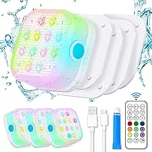 VIDOME Rechargeable Pool Lights, Pool Lights with Remote, IP68 Full Waterproo...