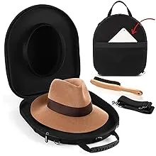 H4HAT Travel Hat Case with Brush and Tablet Pocket, Hat Travel Case, Hat Box Travel, Travel Hat Organizer, Hat Storage for Travel, Hat Case for Fedora, Straw, Panama, Boater & Trilby Hat