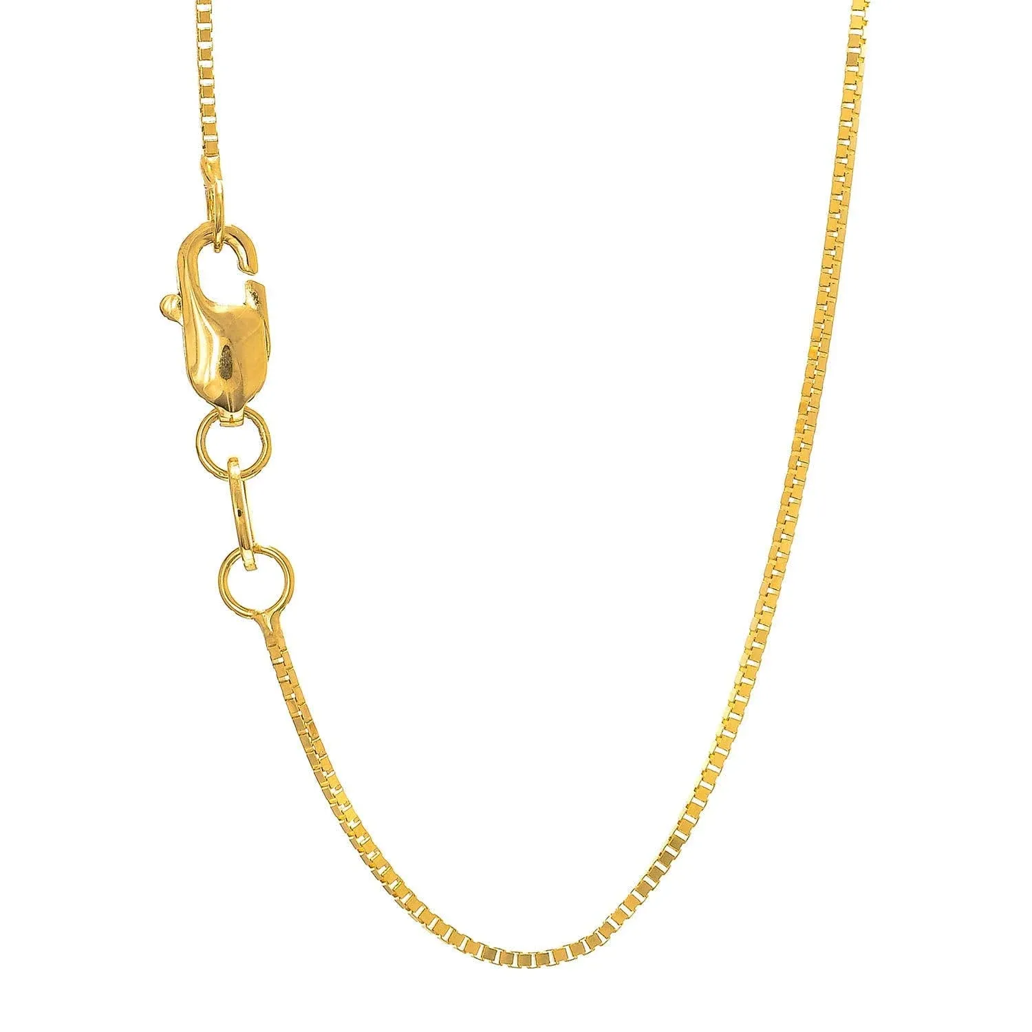 10K Yellow Gold Box Link Chain Necklace 0.8 mm 16 Inches