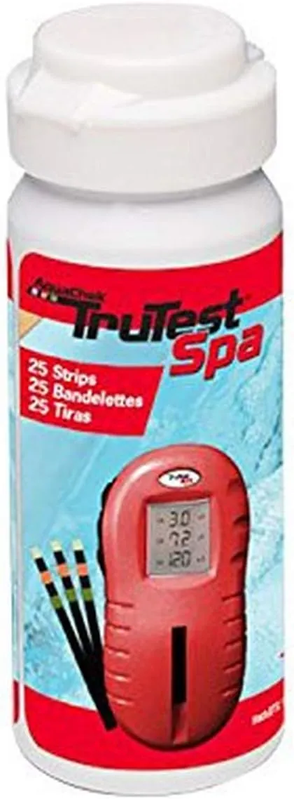 AquaChek TruTest Spa Refill Test Strips - Refill Test Strips for Digital Test Strip Reader - for Spa Water Testing - Tests for Total Bromine, Total Chlorine, pH, and Total Alkalinity - (50 Strips)