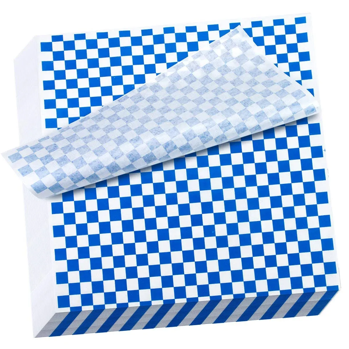 Hslife 100 Sheets Blue and White Checkered Dry Waxed Deli Paper Sheets, Paper ...