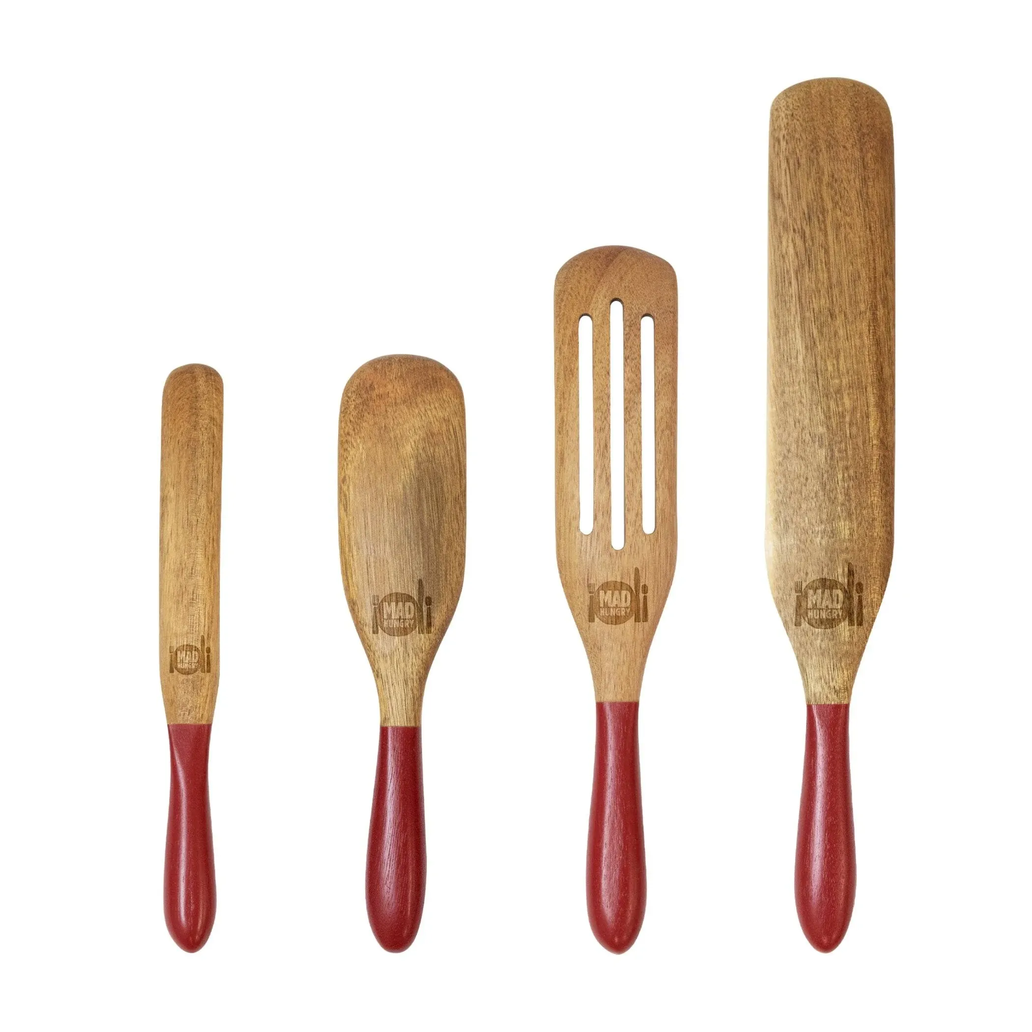 MAD HUNGRY As Seen on TV Original 4-Piece Acacia Spurtle Set in Red