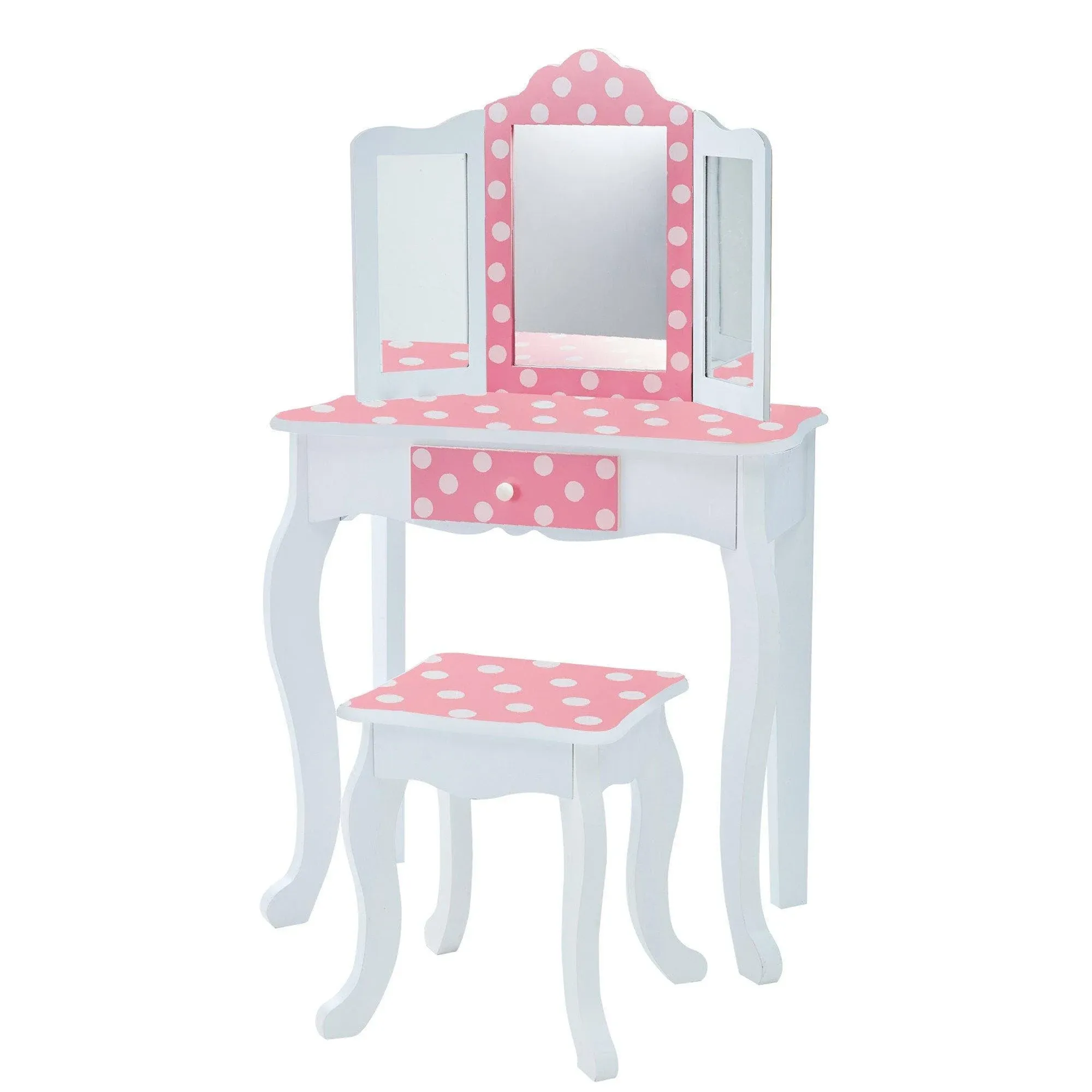 Fantasy Fields - Fashion Polka Dot Prints Gisele Play Vanity Set - Pink / White