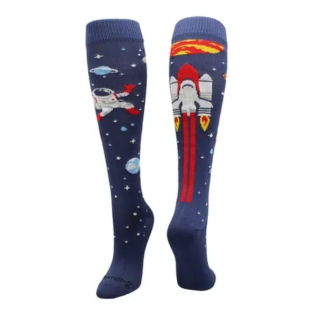 Astronaut in Space Socks Athletic Over the Calf Length