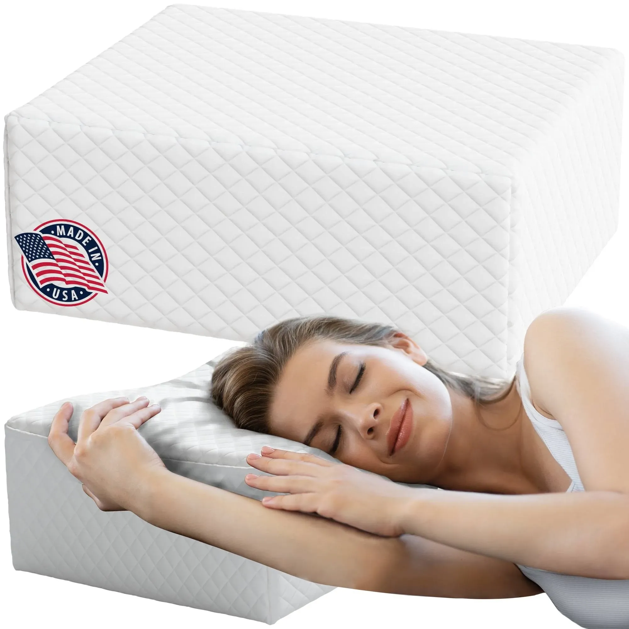 Gleur Square Side Sleepers Memory Foam Pillow For Neck and Shoulder Pain - Made in USA, 15" x 12" x 5