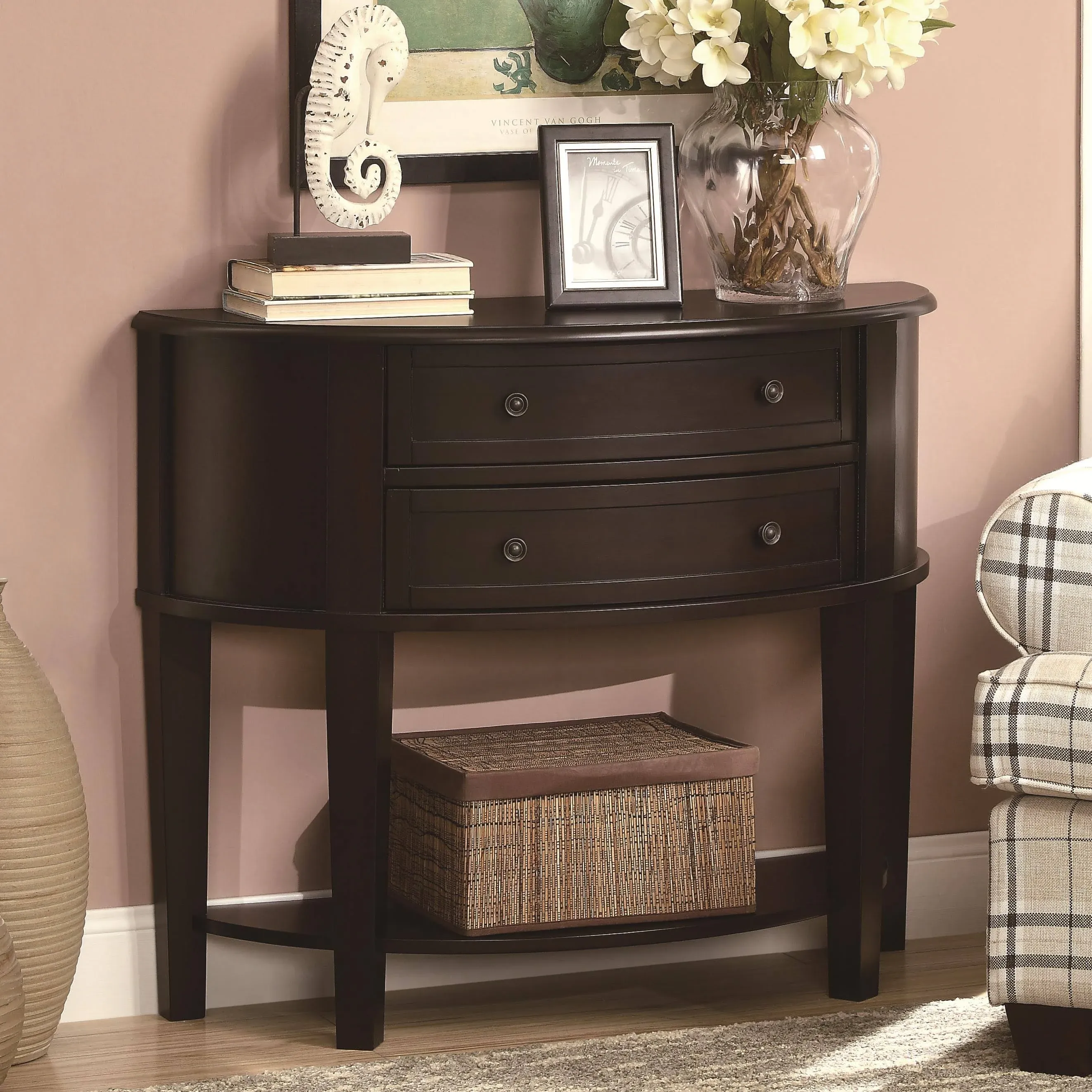 Coaster Home Furnishings Demilune Entry Sofa Table Cappuccino 950156