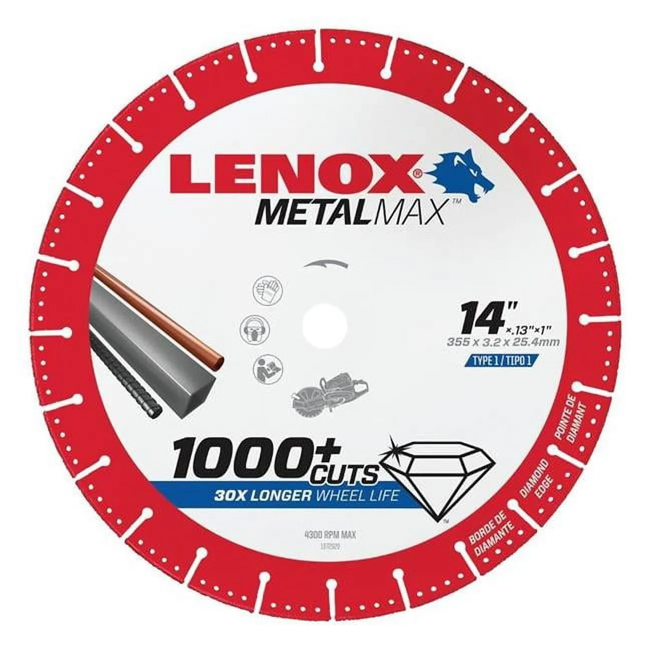 Lenox 3602091 14 x 1 in. Metalmax Diamond Cutoff Wheel, Gas Saw