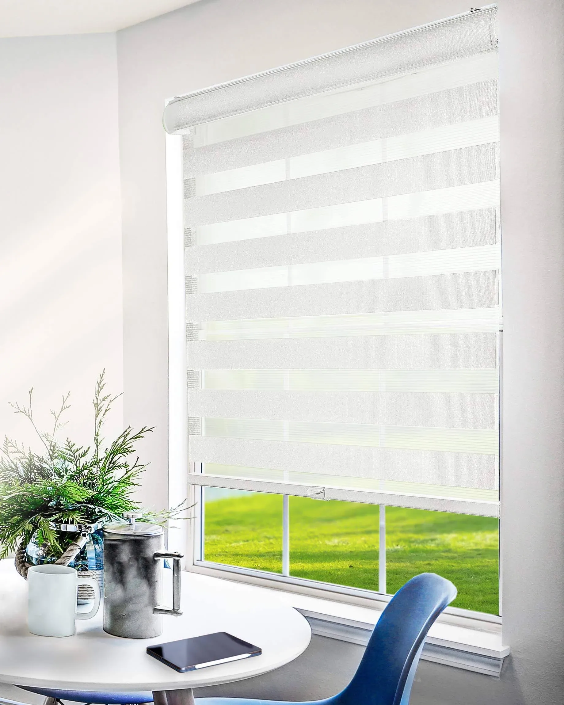 Chicology Zebra Dual Layer Shades, White, 35X72