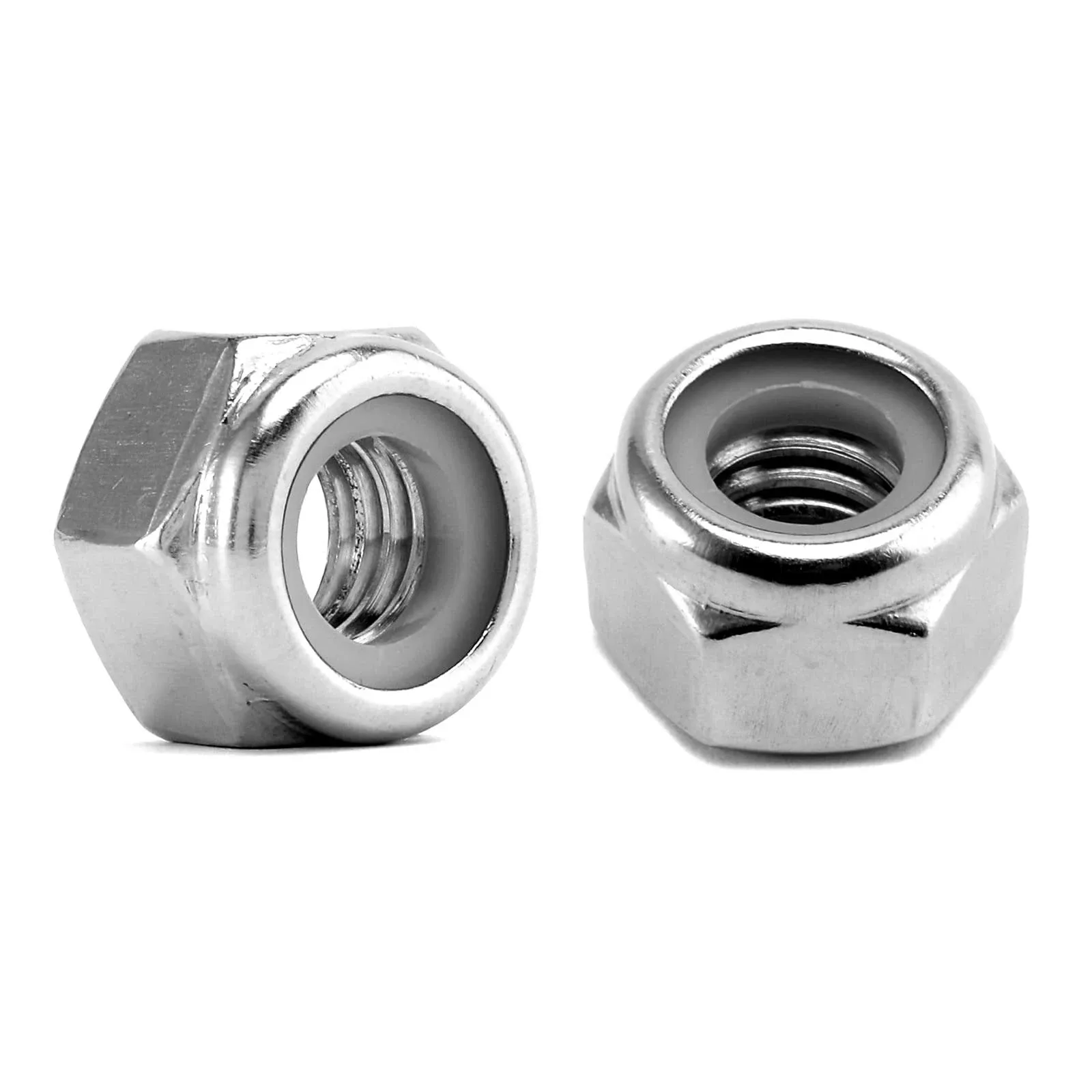 5/16-18 Nylon Insert Hex Lock Nuts Stainless Locknuts, Hex Drive, Bright Finish, 304 Stainless Steel 18-8 SS, Coarse Thread, 100 of Pack