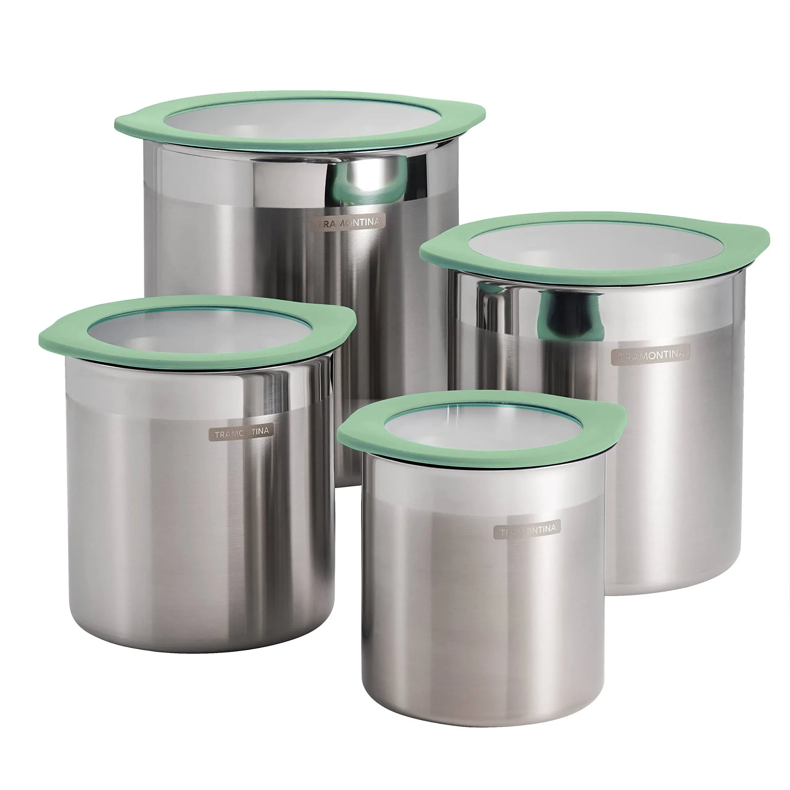 Tramontina 4 Pc Stainless Steel Canister Set Mint Green, 80204/025DS