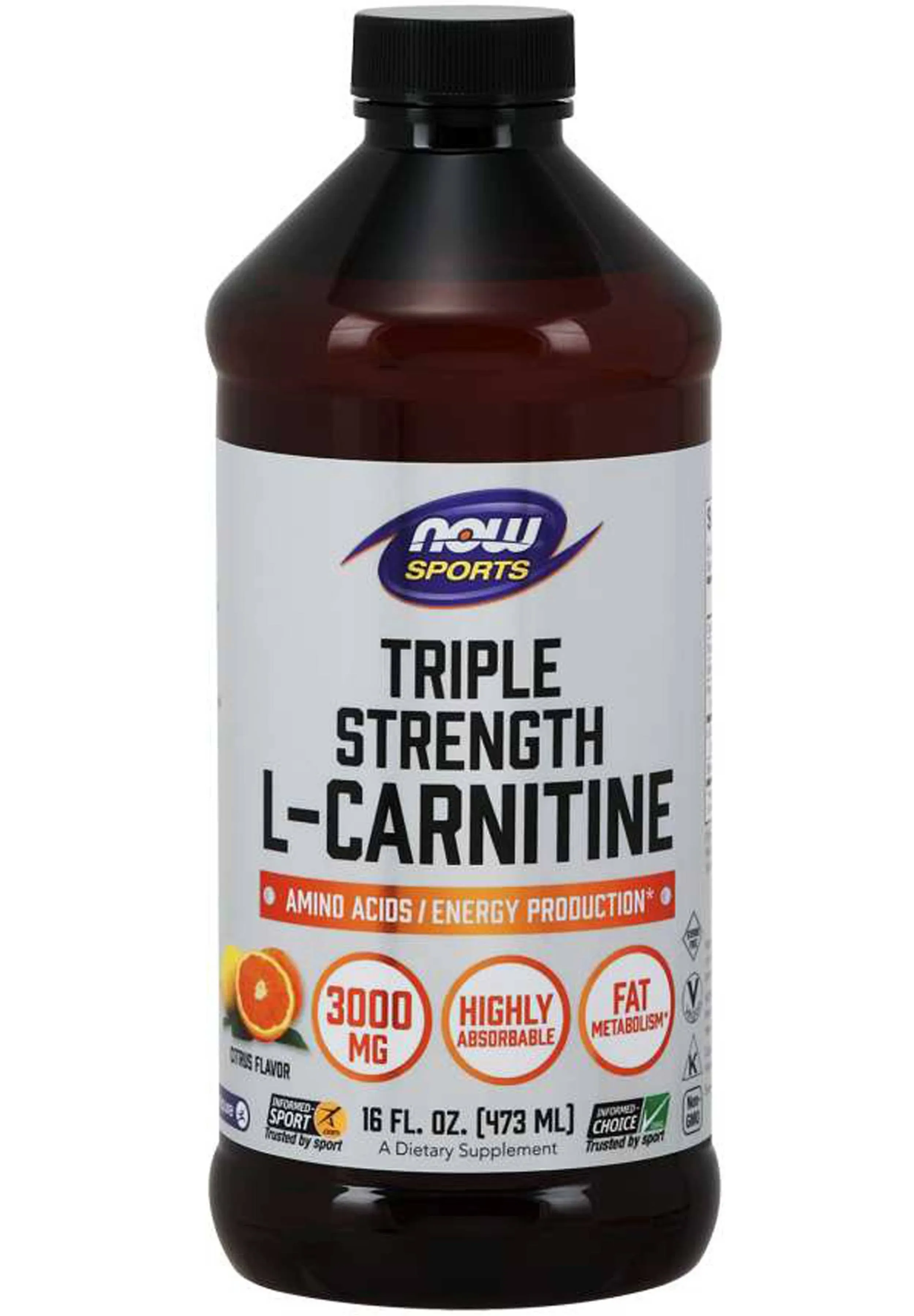 Now Foods L-Carnitine Citrus Liquid, 3000 mg - 16 fl oz bottle