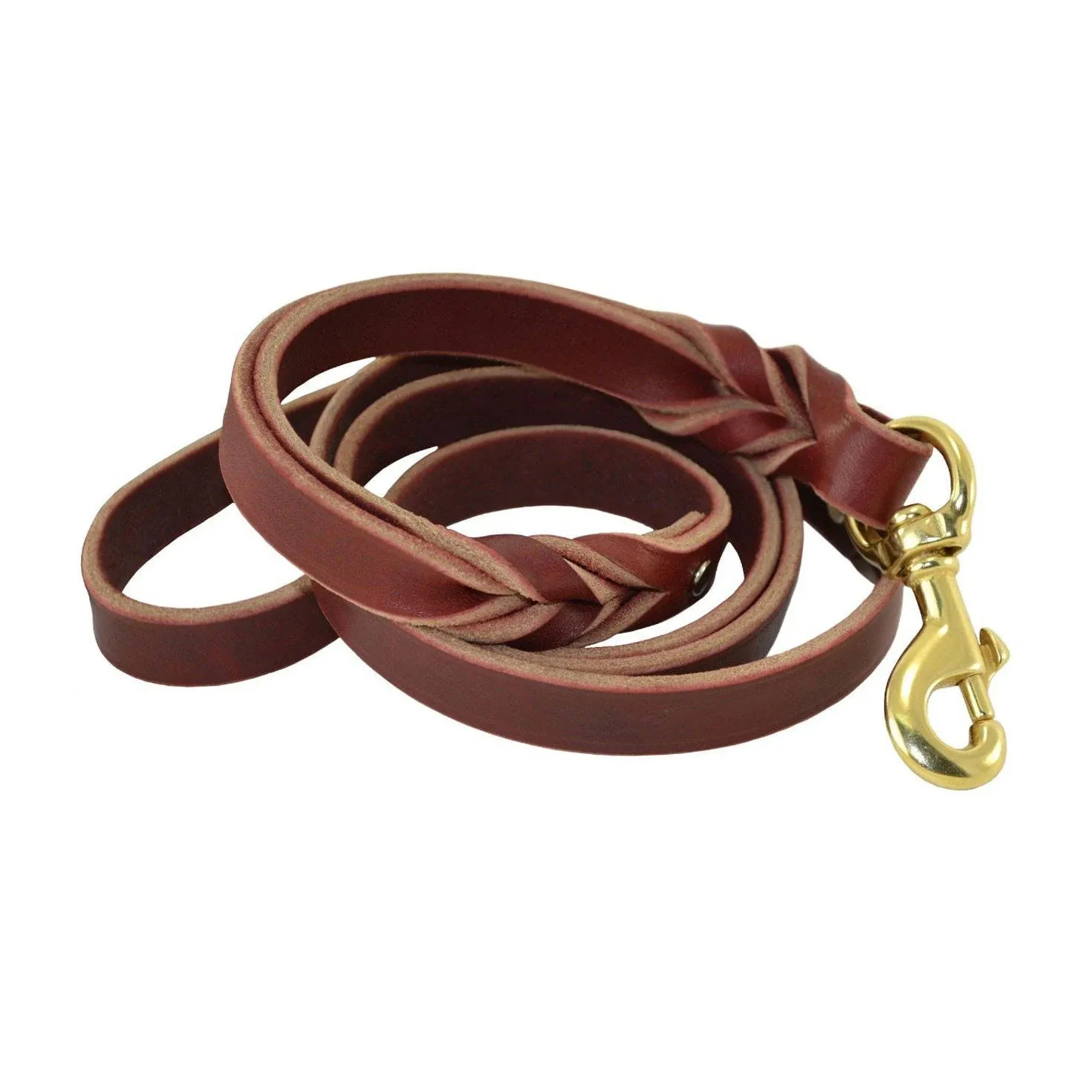 Signature K9 Double Handle Braided Leather Leash