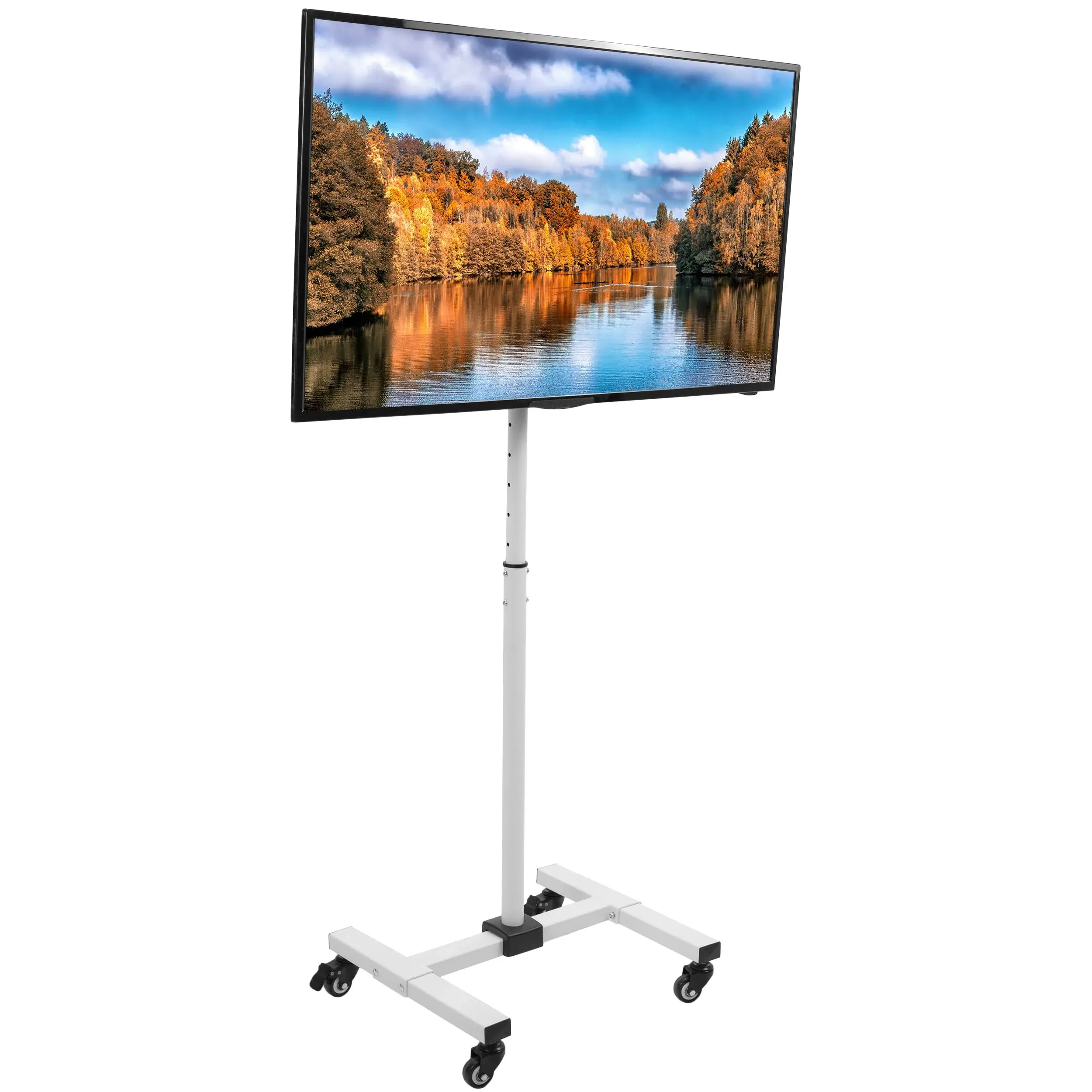 VIVO Mobile TV Cart for 13 to 50 inch Screens up to 44 lbs, LCD LED OLED 4K Smart Flat and Curved Monitor Panels, Rolling Stand, Locking Wheels, Max VESA 200x200, Black, STAND-TV07W