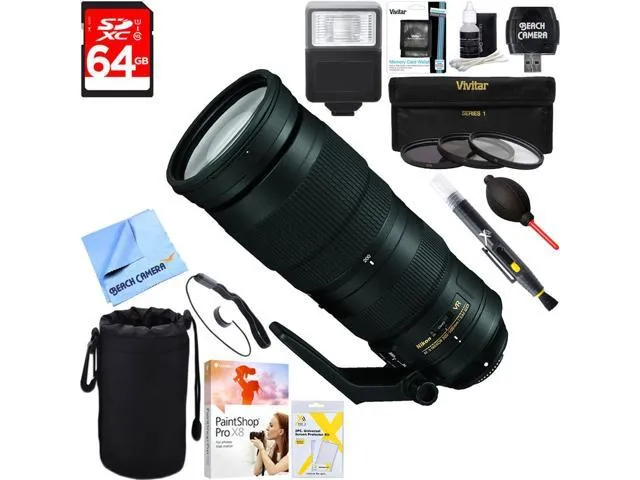 Nikon 200-500mm f/5.6E ED VR AF-S NIKKOR Zoom Lens for Nikon + 64GB Ultimate Kit