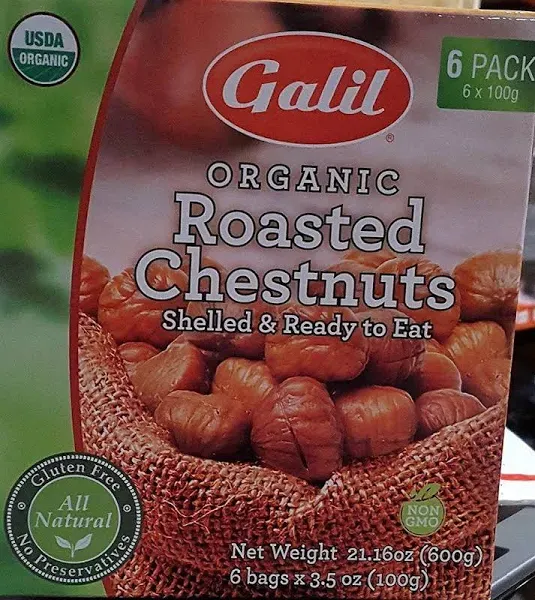 Galil Organic Roasted Chestnuts | Shelled | Ready to Eat Snack | Gluten Free