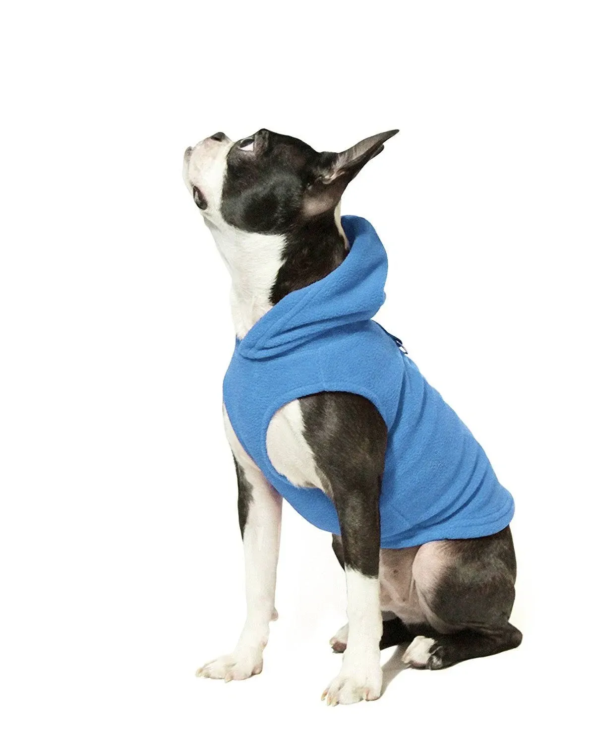 Gooby Fleece Vest Hoodie Dog Sweater - Blue, Medium - Warm Pullover Dog Hoodie ...