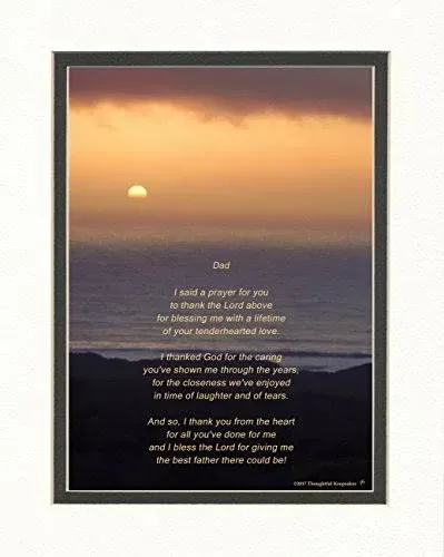 Dad - Father Gifts Dad Gift with Thank You Prayer for Best Dad Poem. Ocean Sunset ...