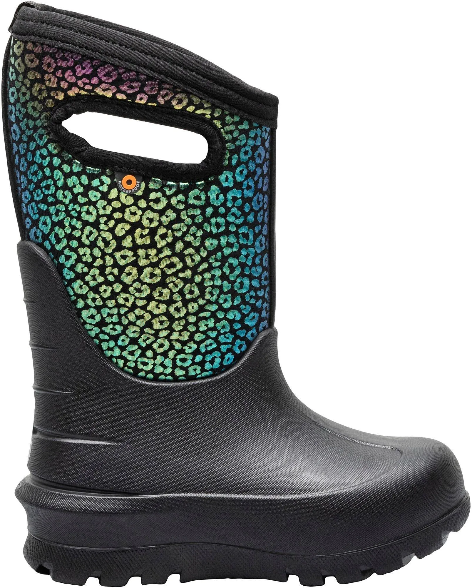 Bogs Kids' Neo-Classic Rainbow Leopard Boots 2 Black Multi