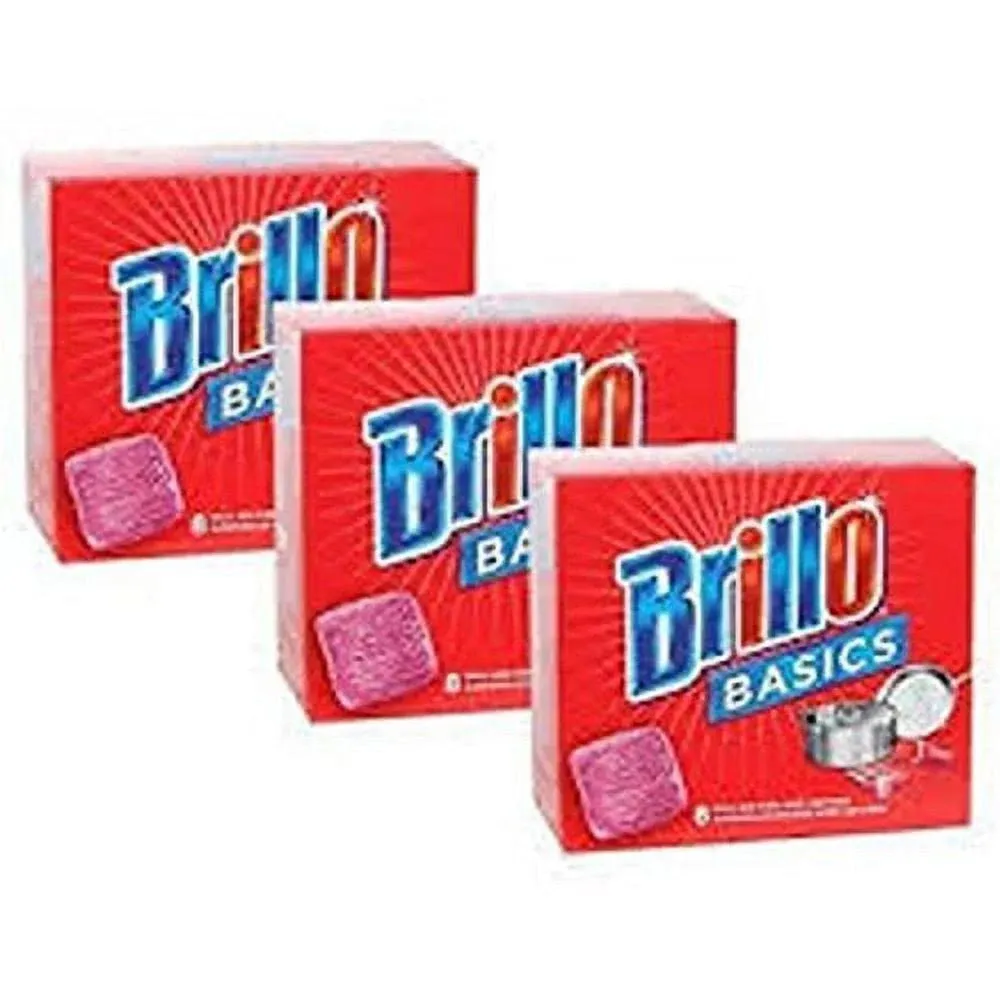 Brillo Basics Steel-wool Soap Pads 8-Ct. Boxes - Pack of 3