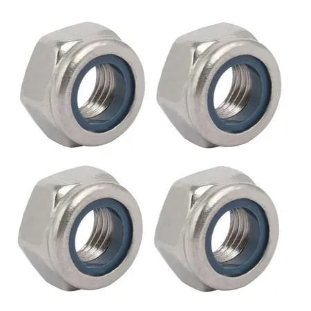 4pcs M10 x 1.25mm Pitch Metric Fine Thread 304 Stainless Steel Hex Lock Nuts