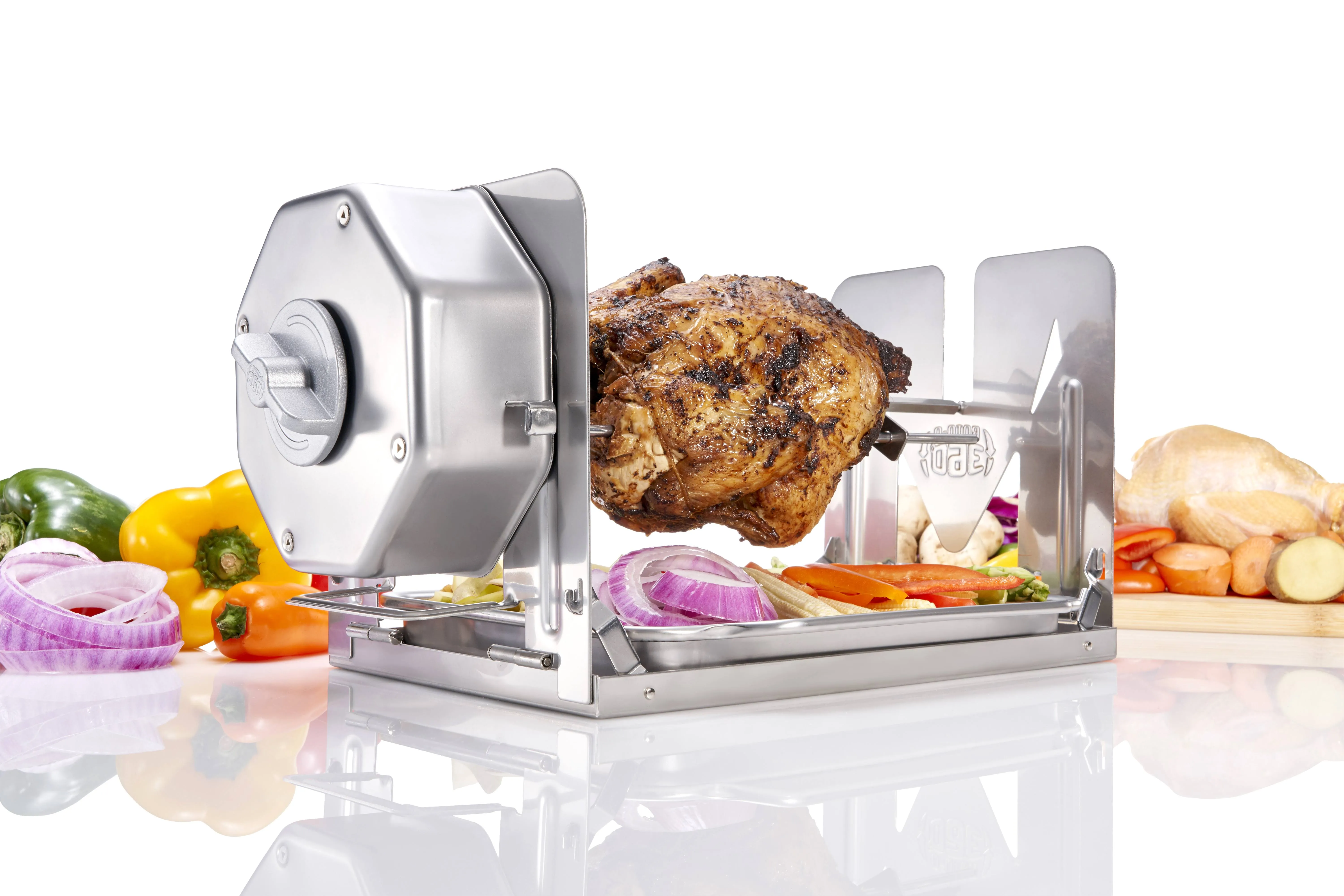 ROTO-Q 360 Cordless Rotisserie Kit for Grills Ovens Smokers Stainless Steel