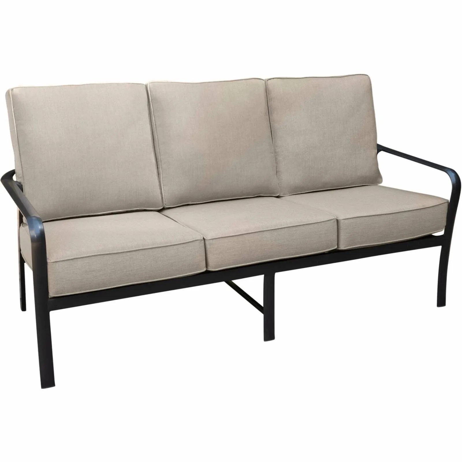 Hanover Cortino Grade Aluminum Sofa with Plush Sunbrella Cushions, CORTSOFA-GMASH Commercial Outdoor Furniture, 1PC, Gunmetal/Ash