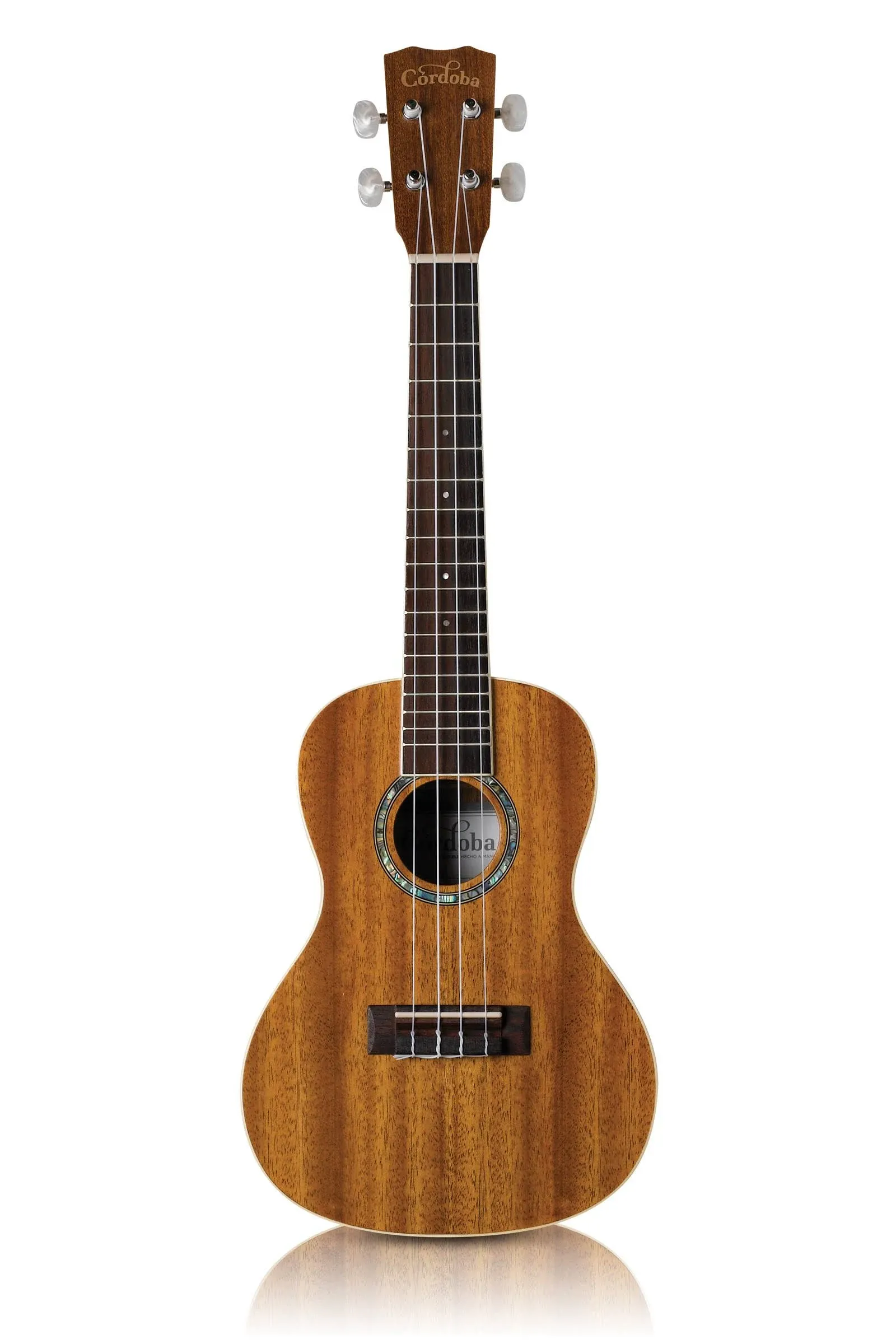 Cordoba 15CM Concert Ukulele - Hand Crafted With Mahogany Top, Back & Sides, Authentic Abalone Rosette & Satin Finish & Premium Italian Aquila Strings - For Beginners & Professionals