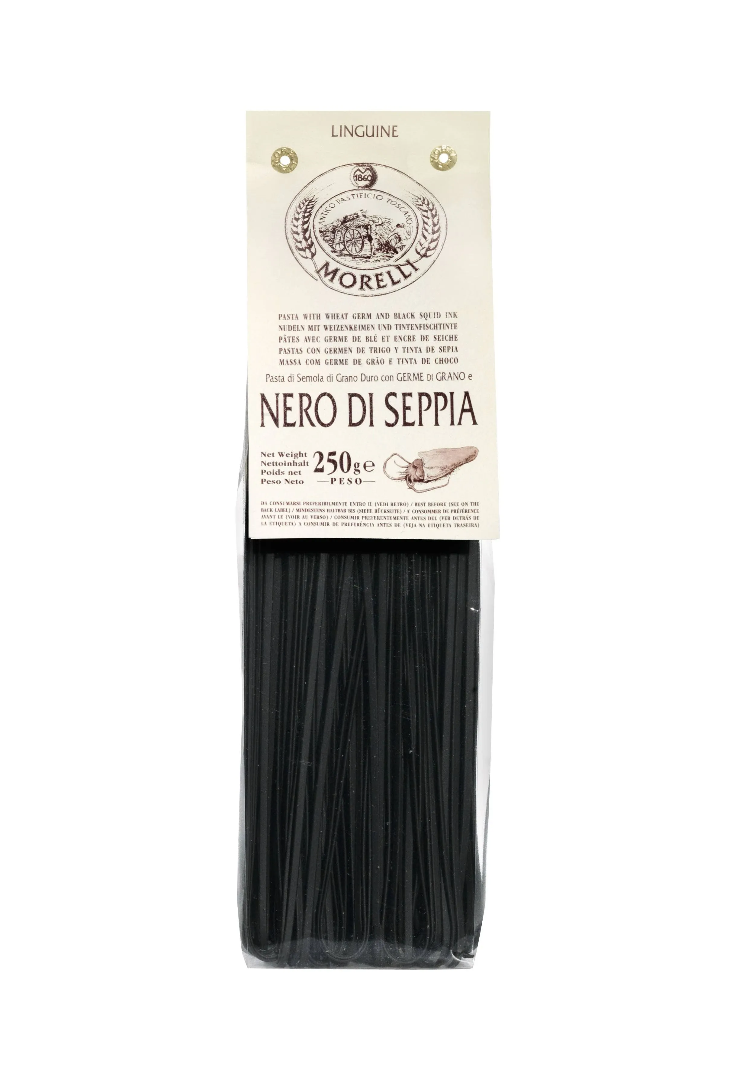 Morelli Organic Black Squid Ink Linguine Pasta Made in Italy  8.8oz / 250g