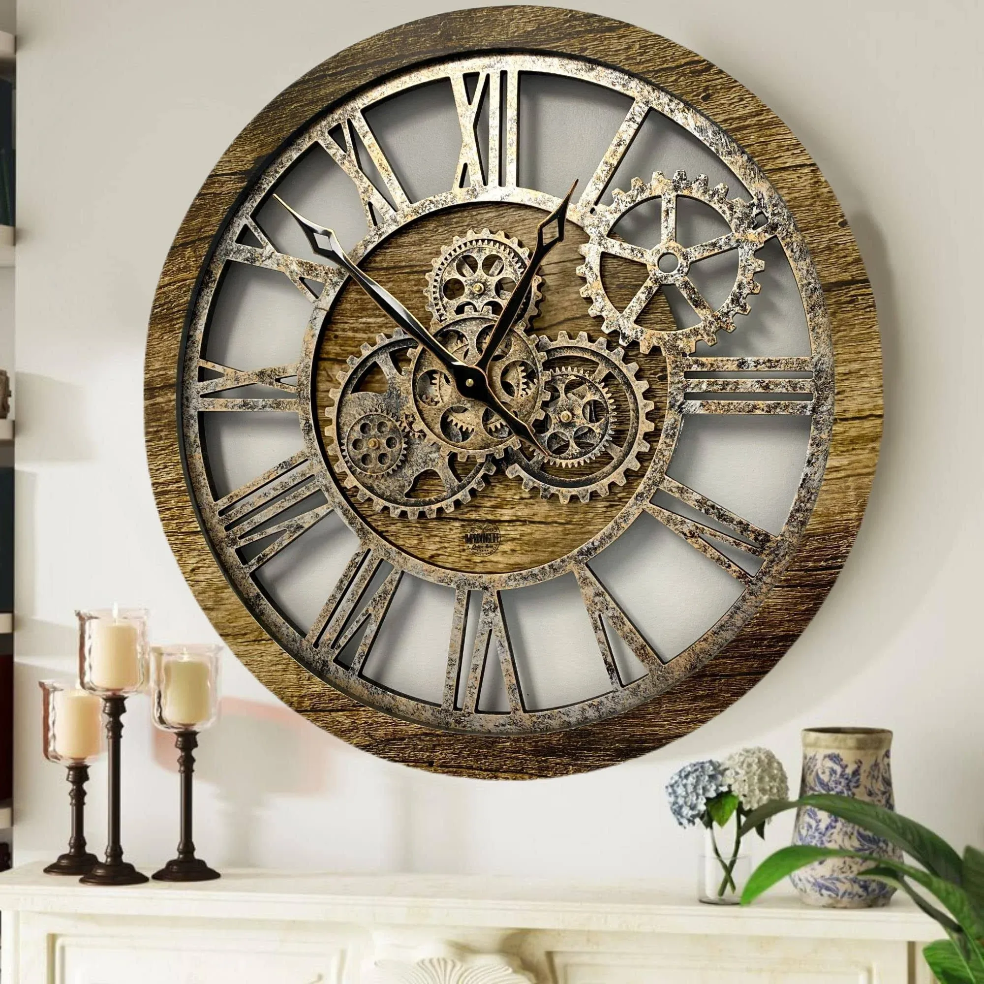 Wall Clock 24 inch Gold Antique