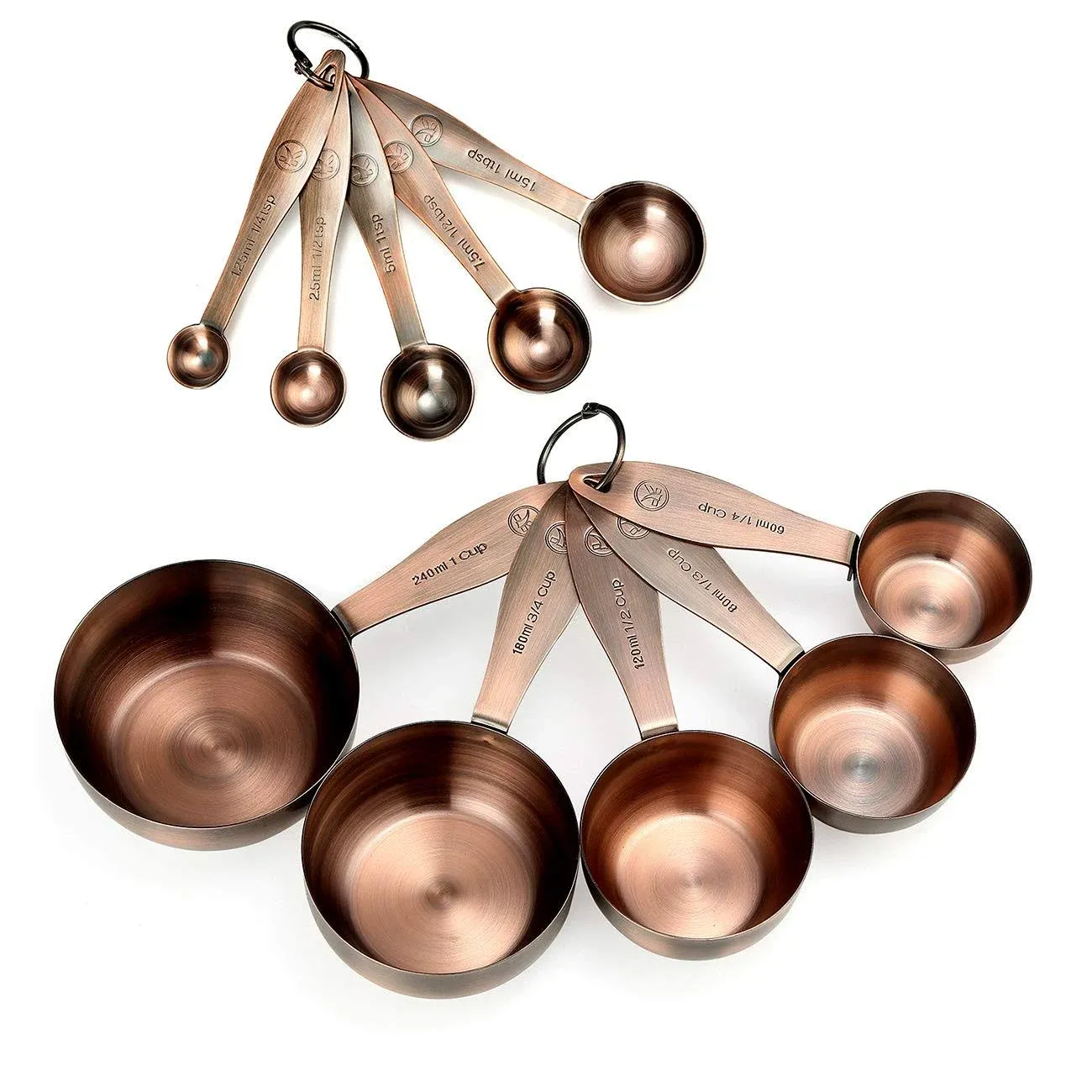 Copper Measuring Cups And Spoons Set Stainless Steel 10 Piece Set Stackable 5 Me