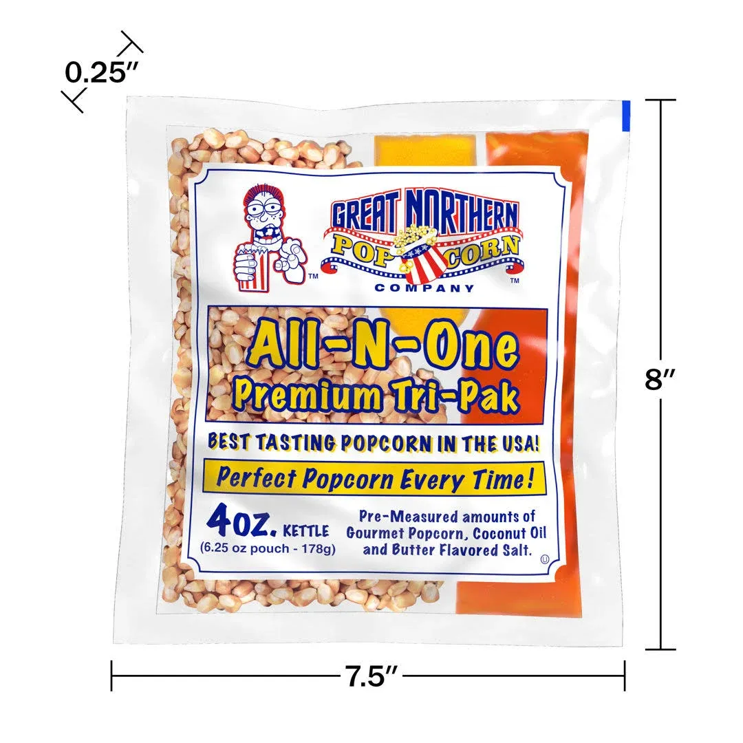 2.5oz Popcorn Packs ?? Pre-Measured, Movie Theater Style, All-in-One Kernel, Salt, Oil Packets for Popcorn Machines by Great Northern Popcorn (40 Case)