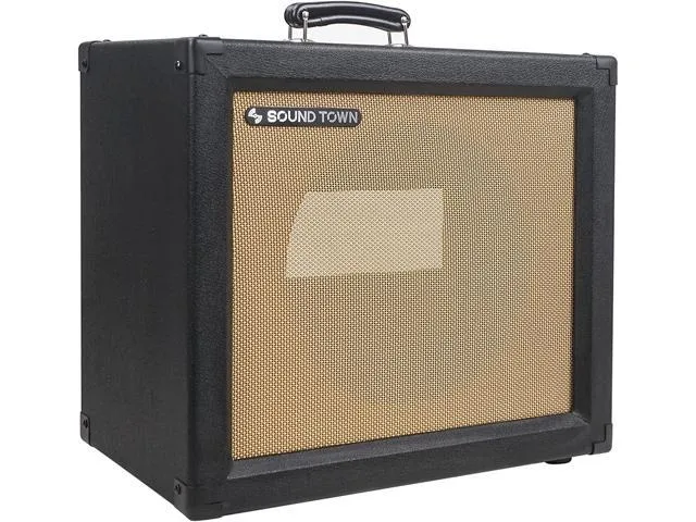 Sound Town 1 x 12 Empty Guitar Speaker Cabinet, with Birch Plywood Construction, Black Tolex, Wheat Cloth Grill, Compatible with Celestion/Eminence.