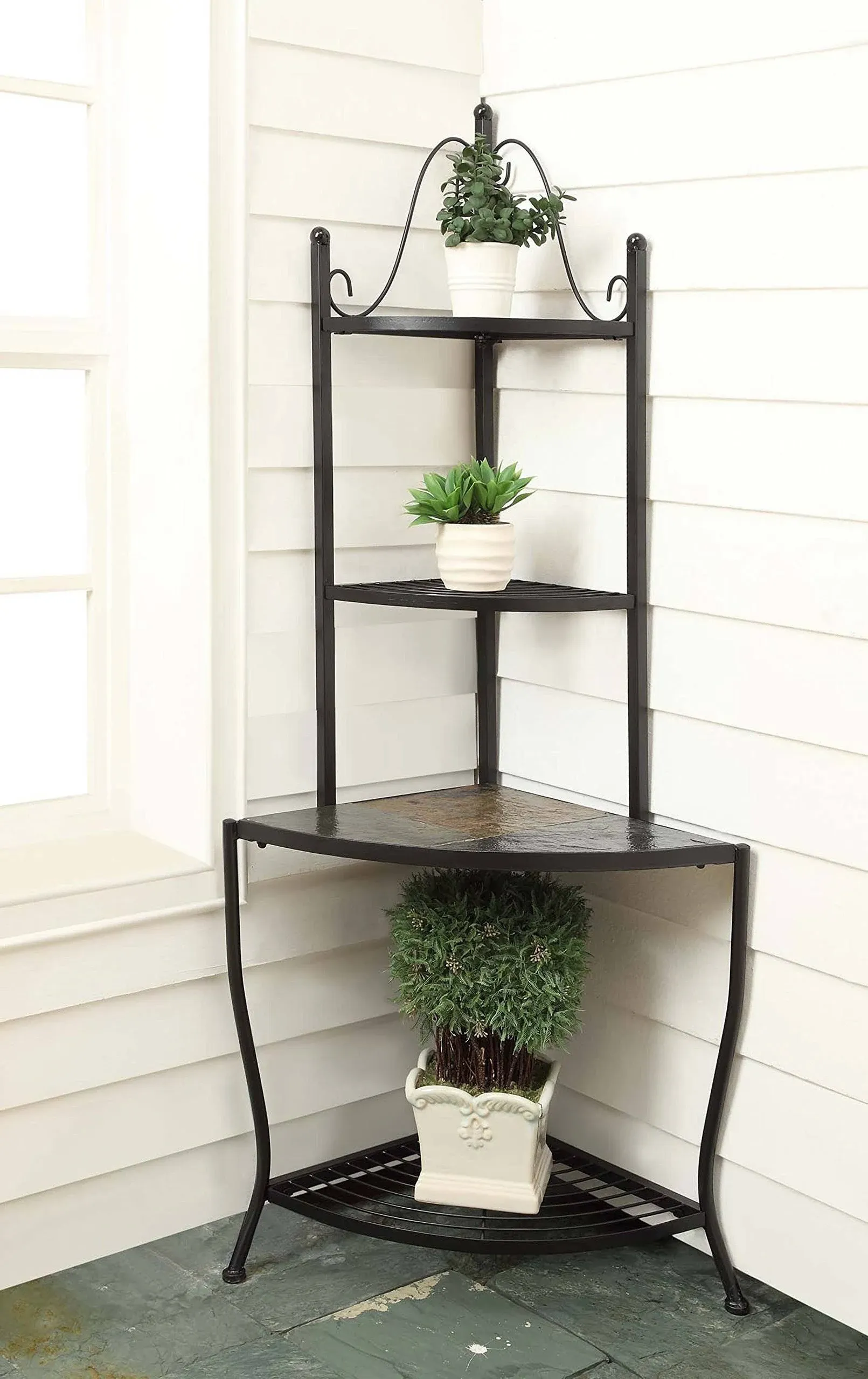 "Corner Baker's Rack w/ slate top"