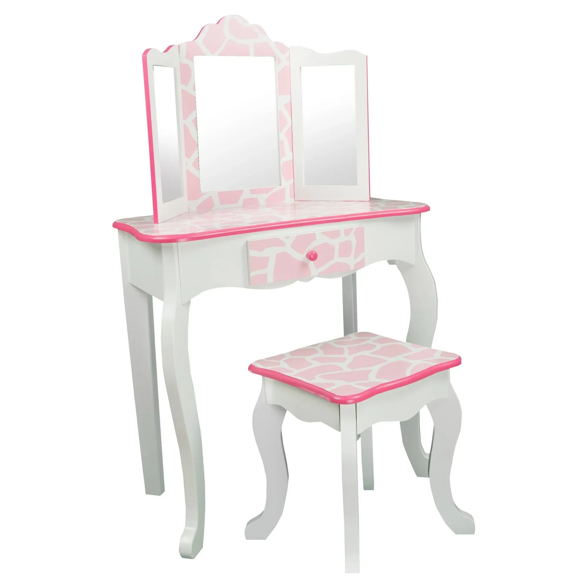 Leopard Prints Gisele Kids Vanity, Pink/White - Contemporary - Kids Bedroom Vanities - by TEAMSON US INC | Houzz