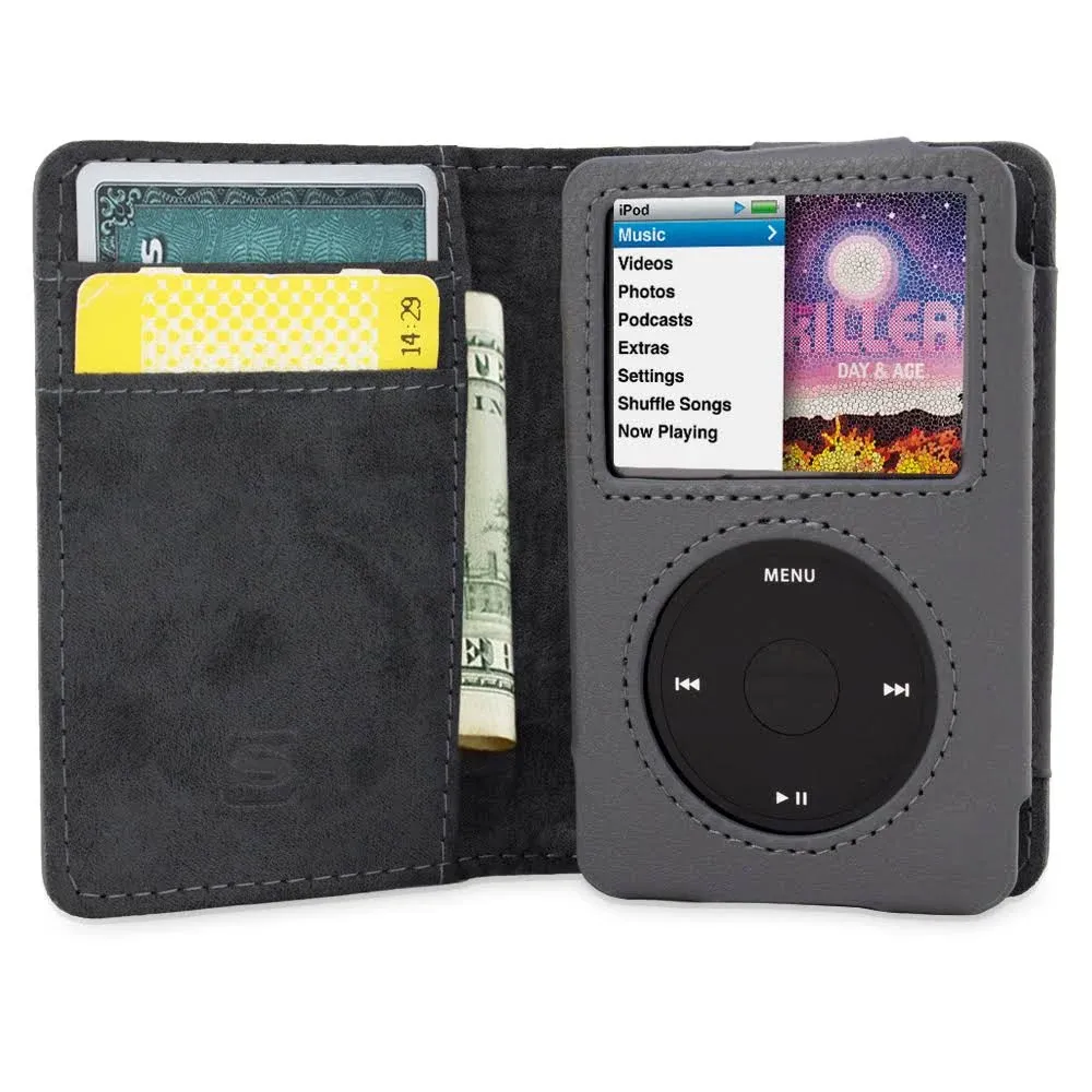 Snugg iPod Classic Case, Leather Flip iPod 7th Generation Case Executive Apple iPod Case Cover Wallet - iPod Case 7th Generation Legacy Series - Grey