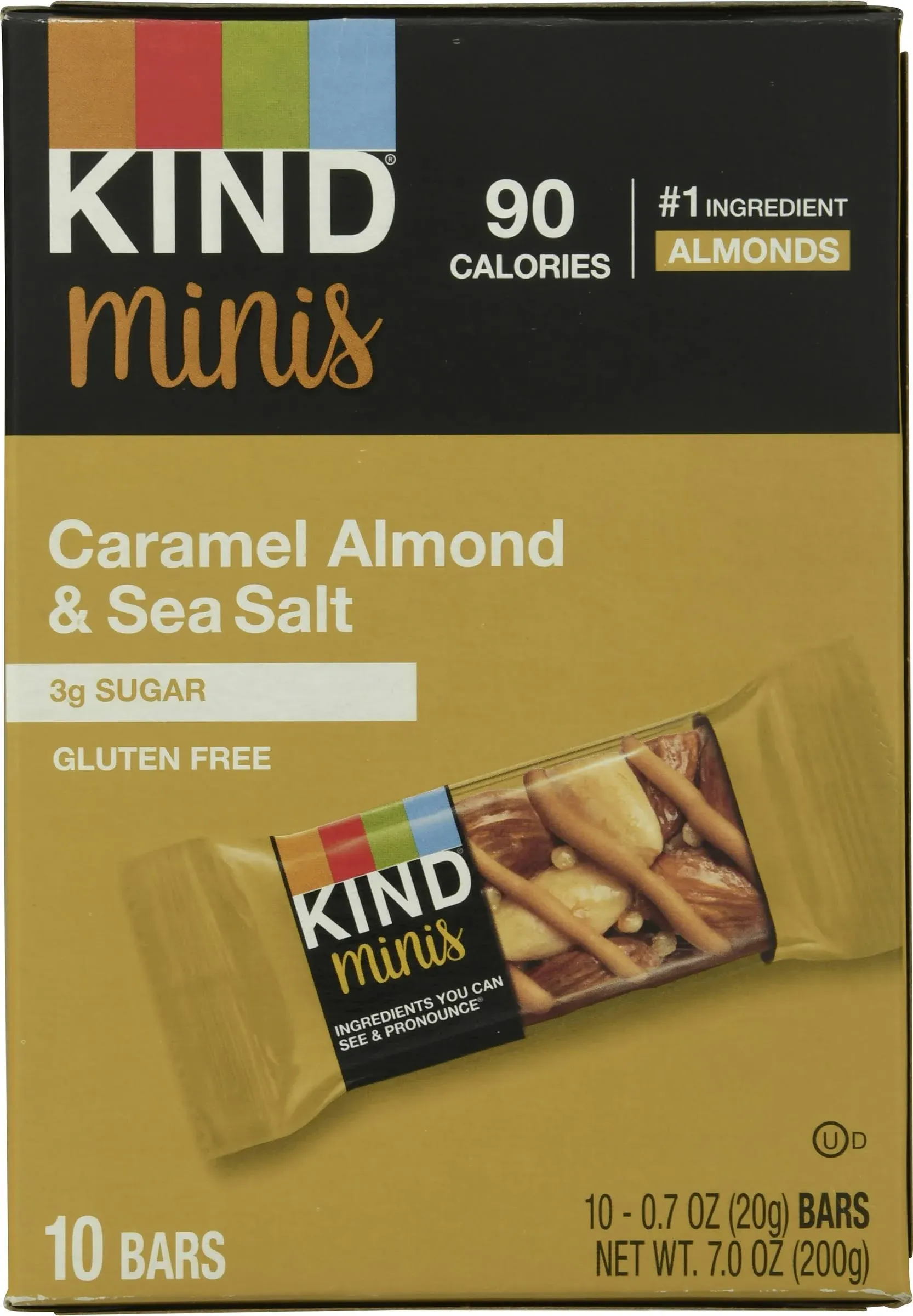 Kind Bars, Caramel Almond & Sea Salt, Minis - 10 pack, 0.7 oz bars