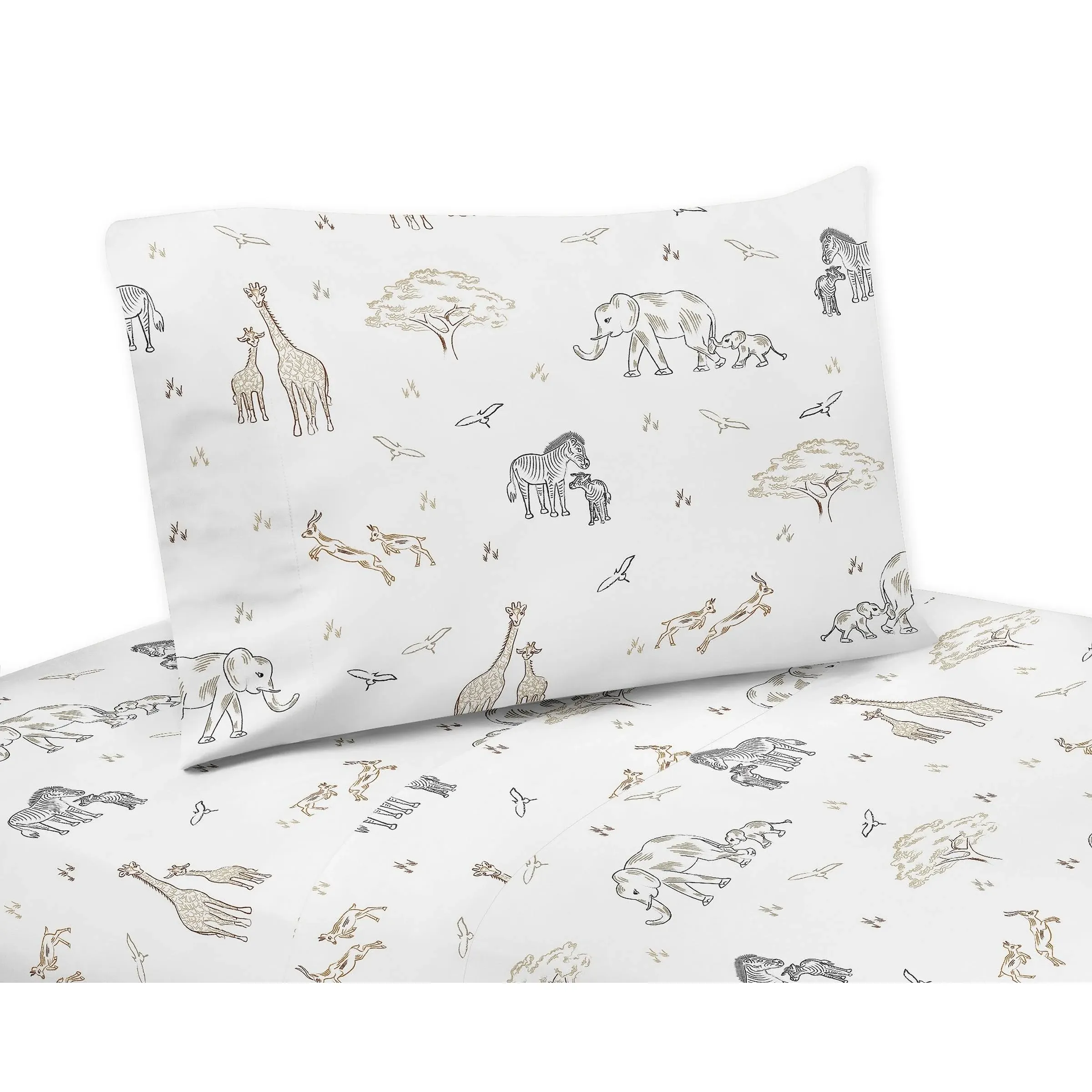 Serengeti Animals Collection Twin Sheet Set | Sweet Jojo Designs