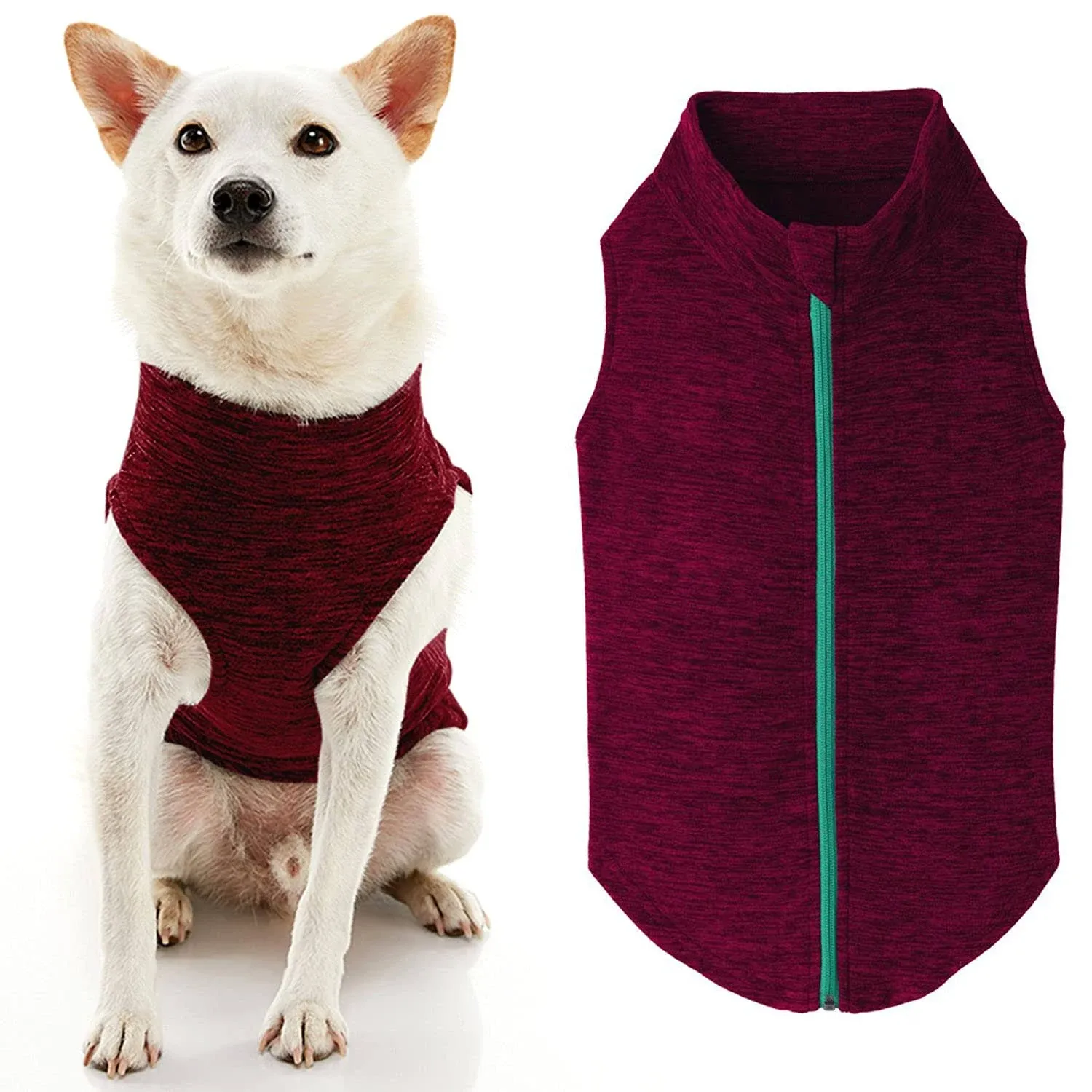 Gooby Zip Up Fleece Dog Sweater - Fuchsia Wash 2X-Large - Warm Pullover Fleece ...